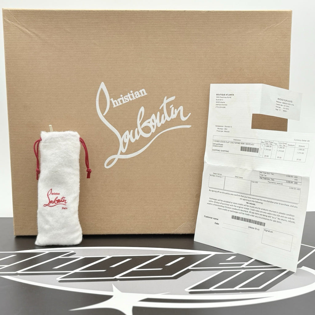 Size 40.5 (7.5 US) Christian Louboutin Spikes High ' White ' | SUPER CLEAN!