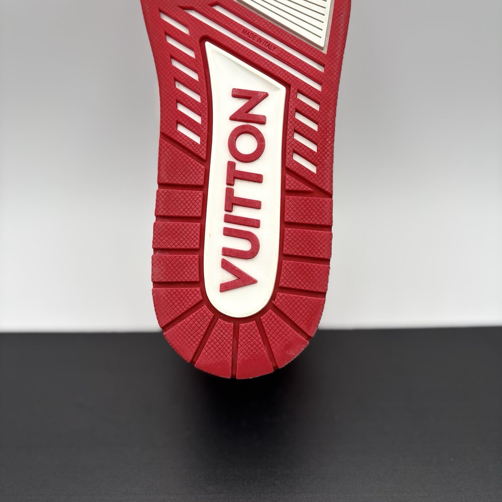 Size 9 LV (10-10.5 US) Louis Vuitton Trainer Strap ' Red, White ' | SUPER CLEAN!