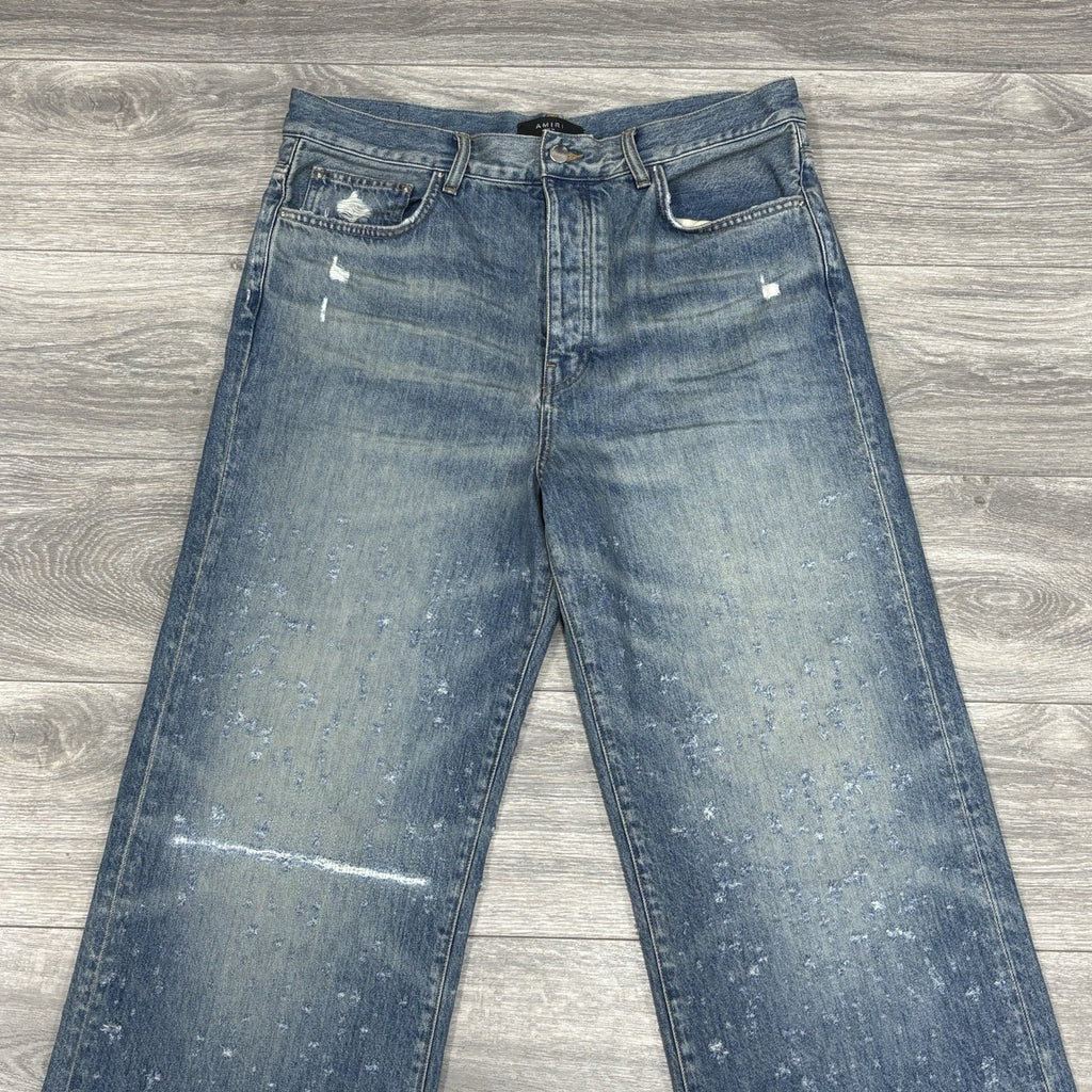 Size 34 - Amiri Shotgunned Distressed Baggy Jeans ' Indigo ' | SUPER CLEAN!