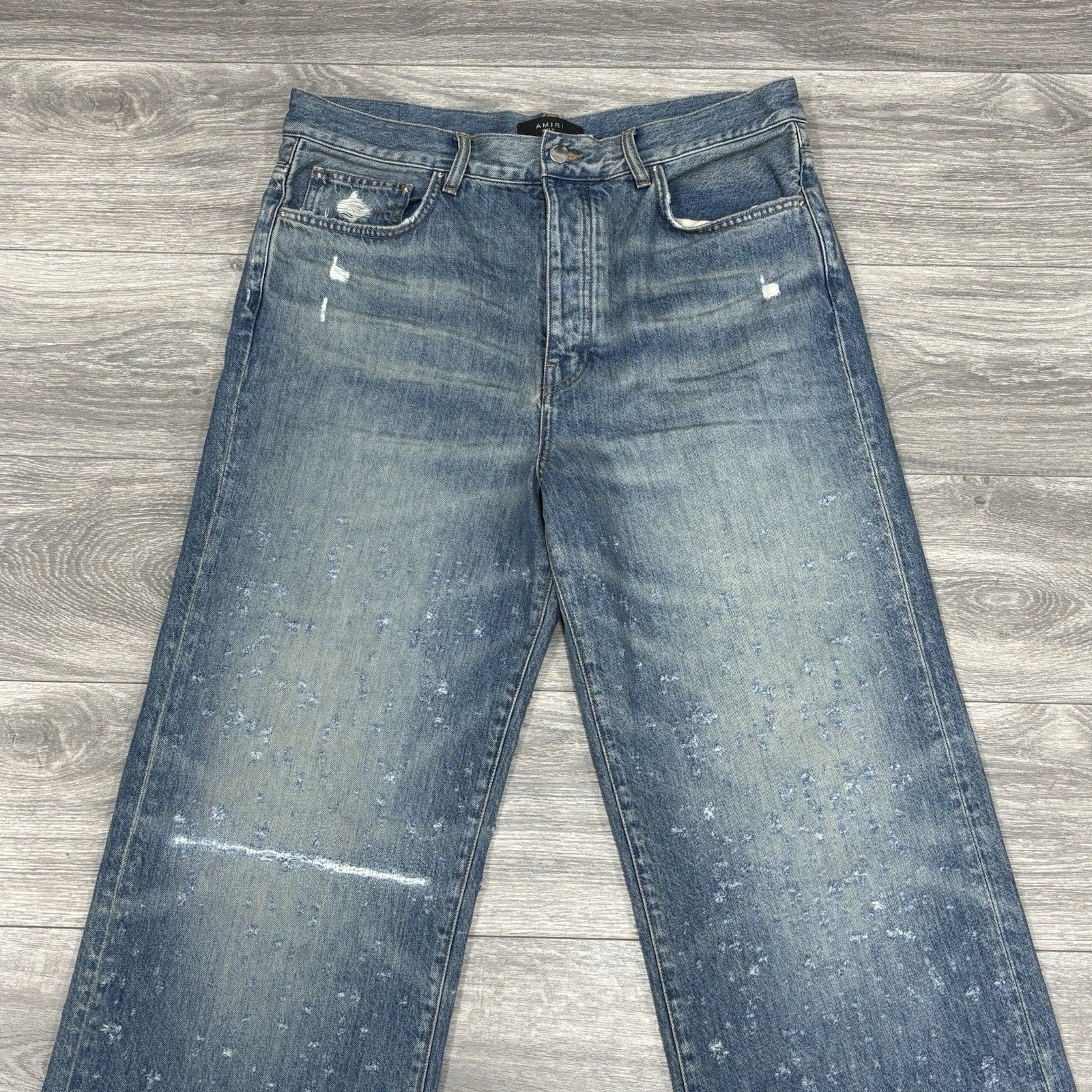 Size 34 - Amiri Shotgunned Distressed Baggy Jeans ' Indigo ' | SUPER CLEAN!
