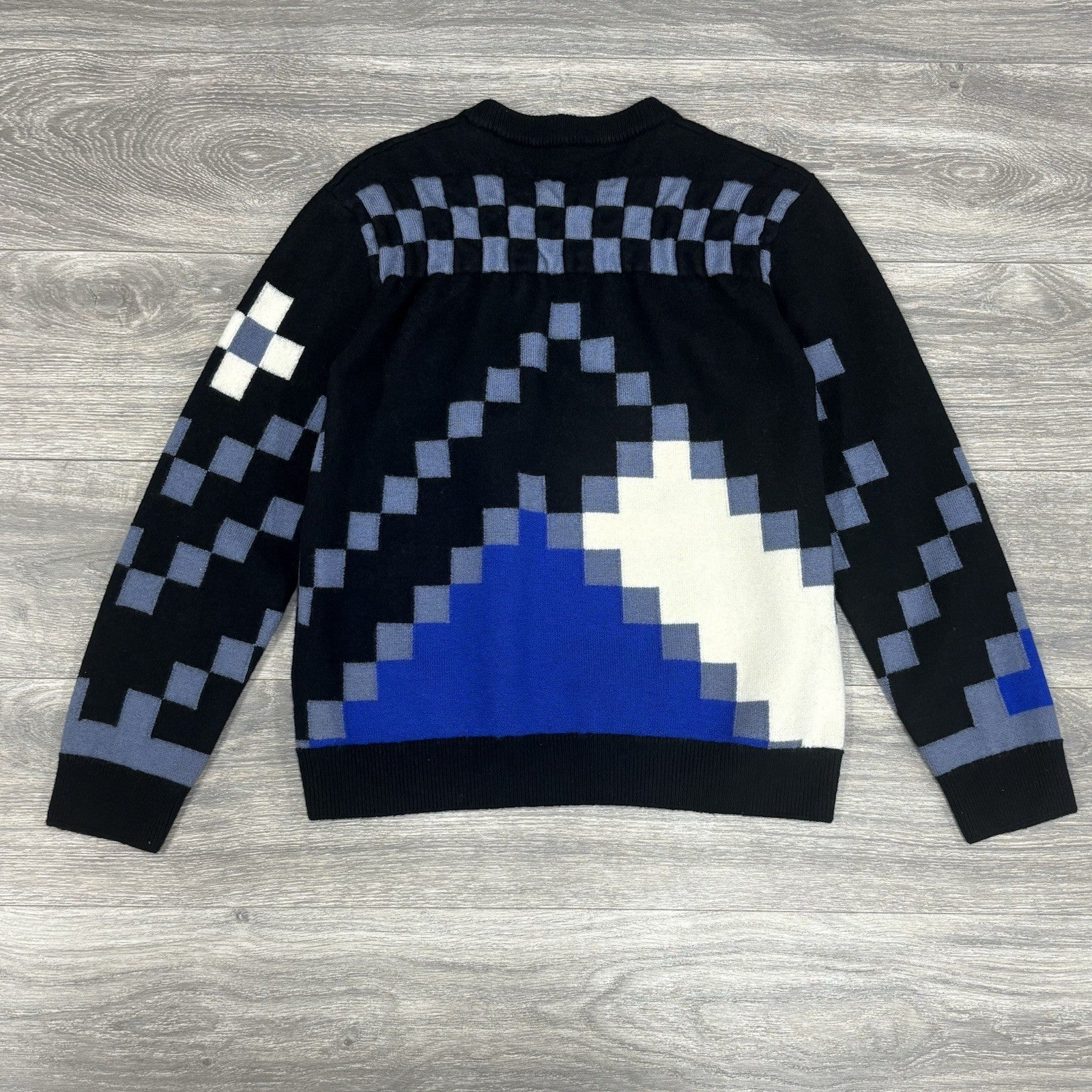 Size L - Louis Vuitton Fair Isle Macro Knit Sweater ' Black Blue ' | SUPER CLEAN