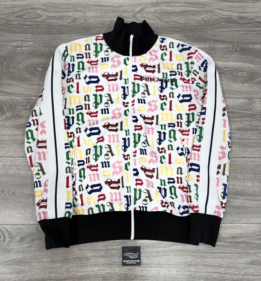 Size Medium - Palm Angels Logo Track Jacket ' White Multi Color ' | EXCELLENT!