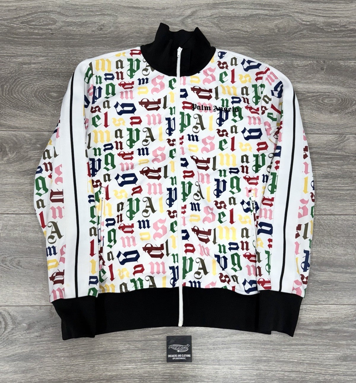Size Medium - Palm Angels Logo Track Jacket ' White Multi Color ' | EXCELLENT!