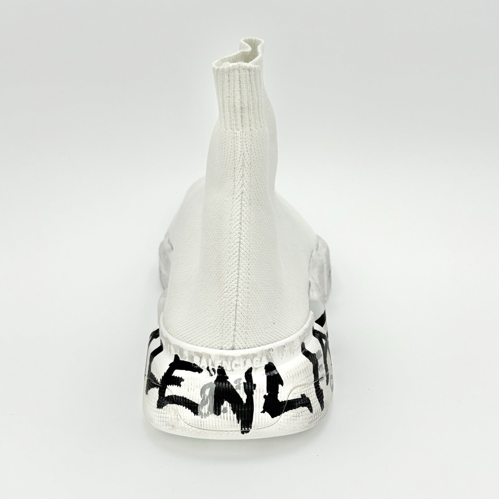 Size 46 (13 US) - Balenciaga Speed 2.0 Graffiti Recycled Knit ' White ' | NEW!