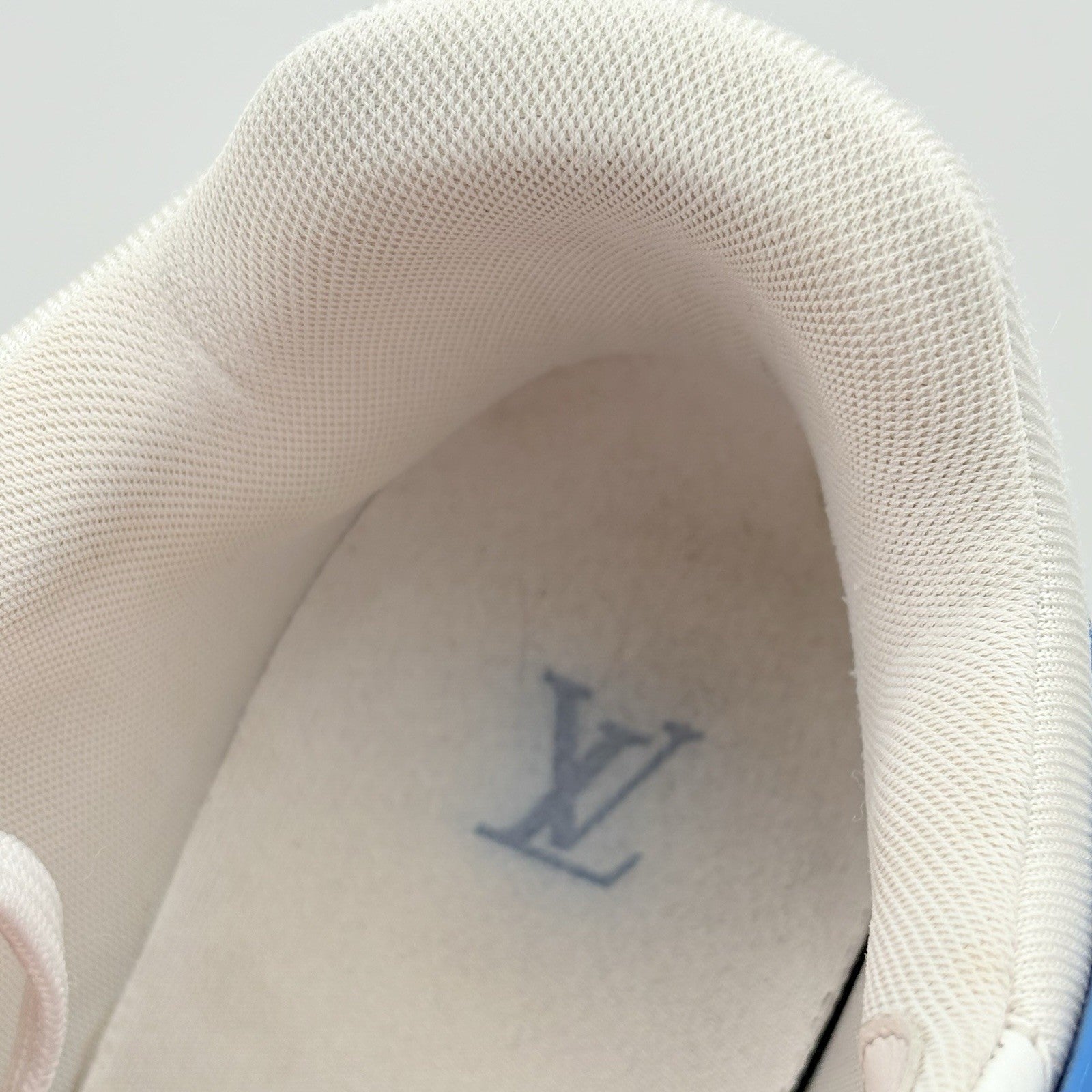Size 10 LV (US 11-11.5) Louis Vuitton Mid Trainer ' White Red Blue ' | GOOD!