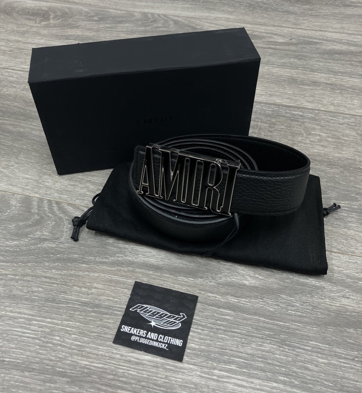 Amiri Core Logo Buckle ' Black/Black/Gold-Tone ' Belt | BRAND NEW! | SIZE 90