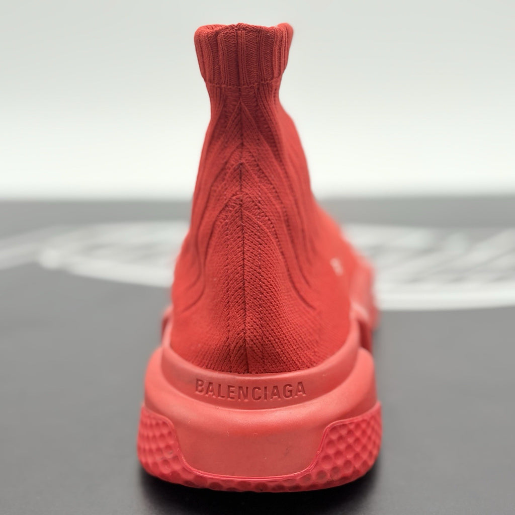 Size 41 (8 US) - Balenciaga Speed Trainer Rib Knit Rouge ' Red ' | GREAT COND!
