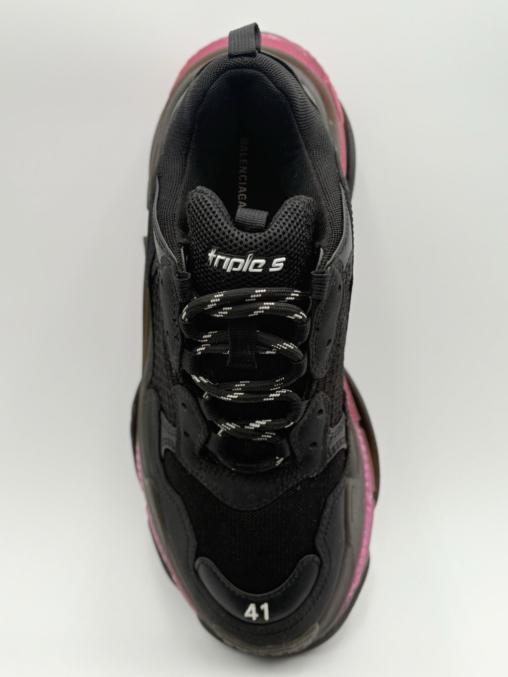 Size 41 - Balenciaga Triple S Clear Sole ' Black Neon Pink ' | GREAT CONDITION!