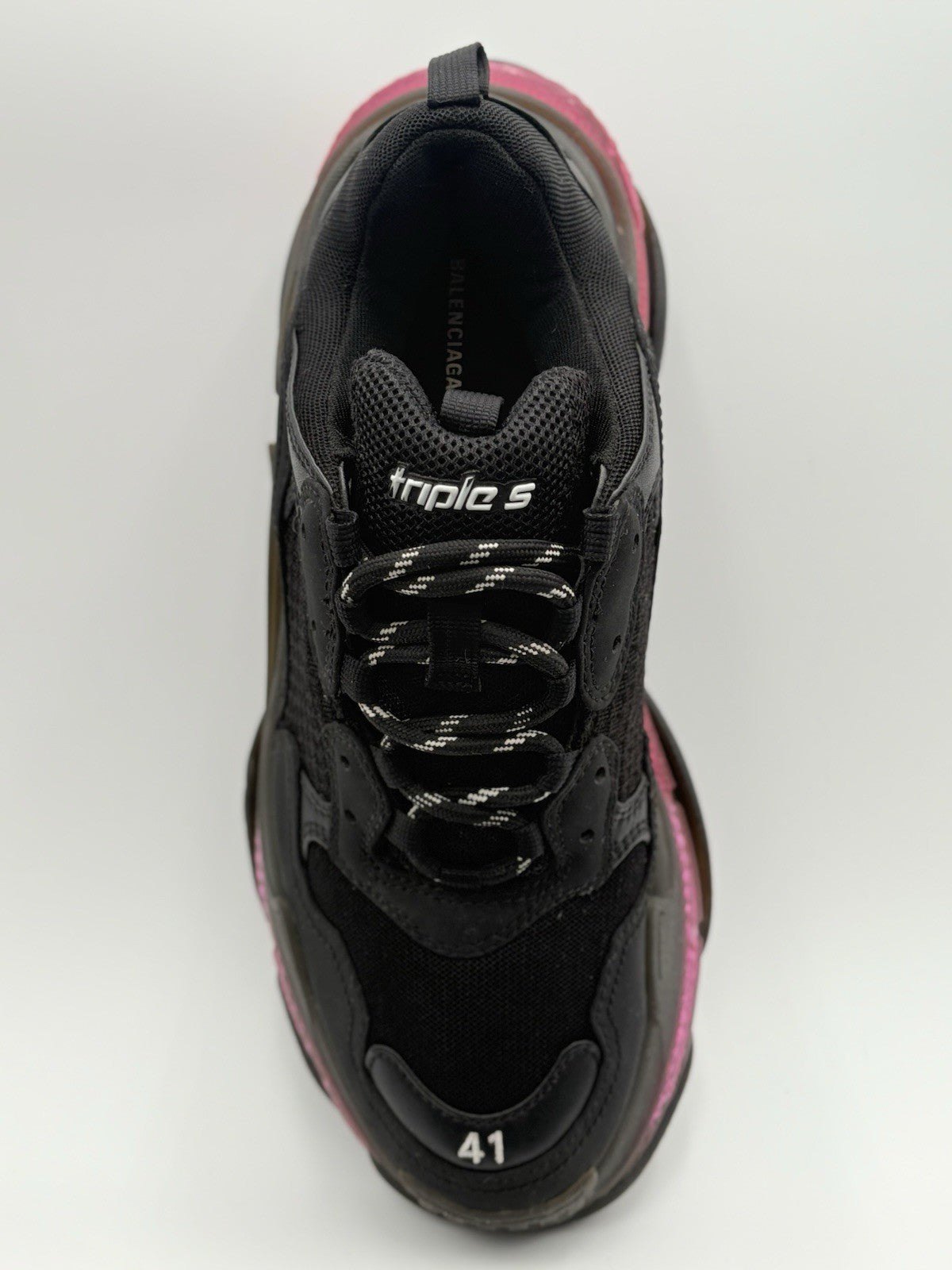 Size 41 - Balenciaga Triple S Clear Sole ' Black Neon Pink ' | GREAT CONDITION!