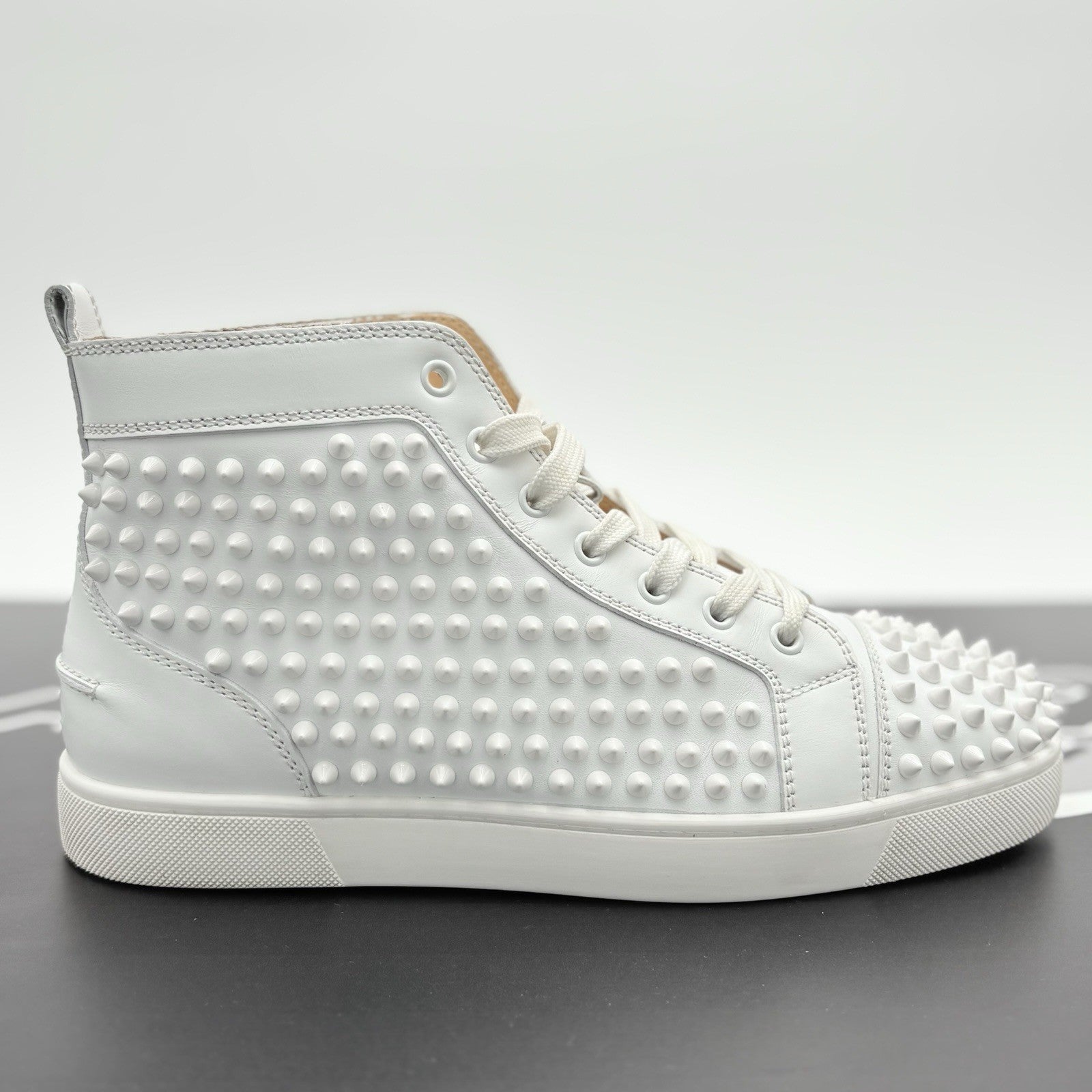 Size 40.5 (7.5 US) Christian Louboutin Spikes High ' White ' | SUPER CLEAN!