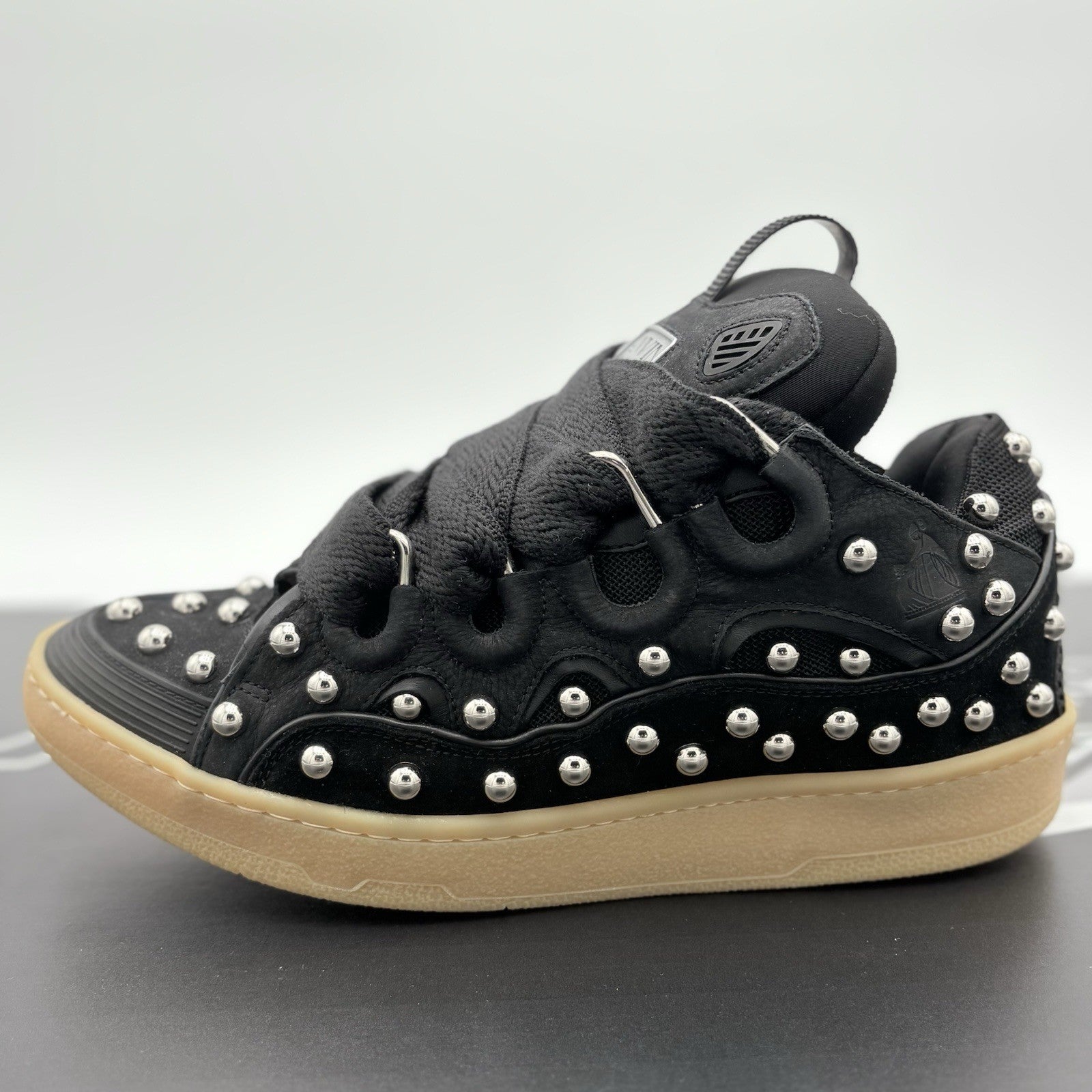 Size 44 (11 US) - Lanvin Studded Curb Sneaker ' Black ' | NEW!