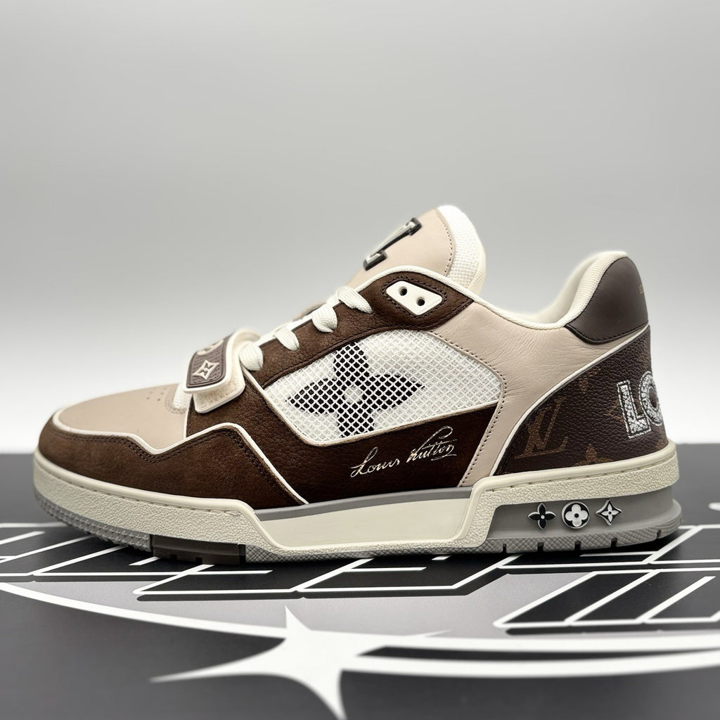 Size 9 LV (10-10.5 US) Louis Vuitton Trainer Strap ' Brown, Beige ' | EXCELLENT!