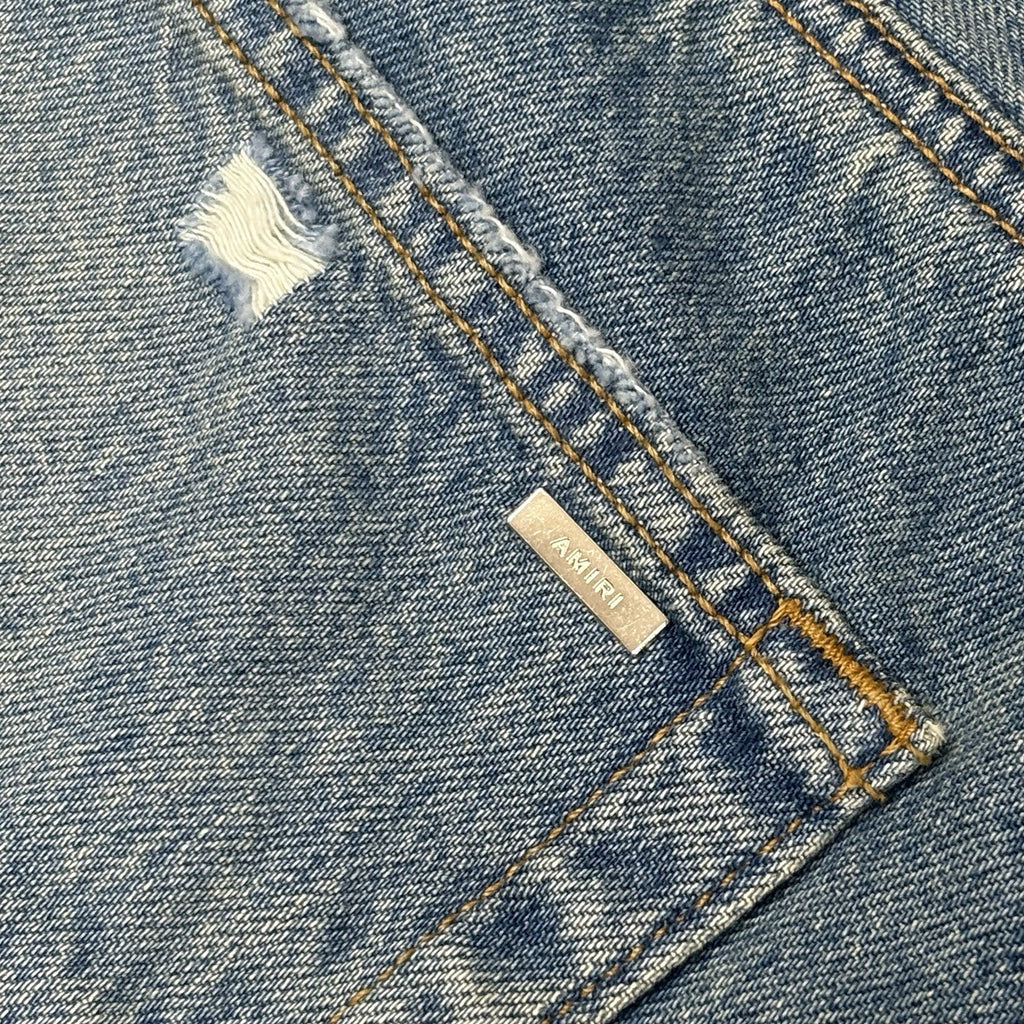 Size 34 - Amiri Shotgunned Distressed Baggy Jeans ' Indigo ' | SUPER CLEAN!