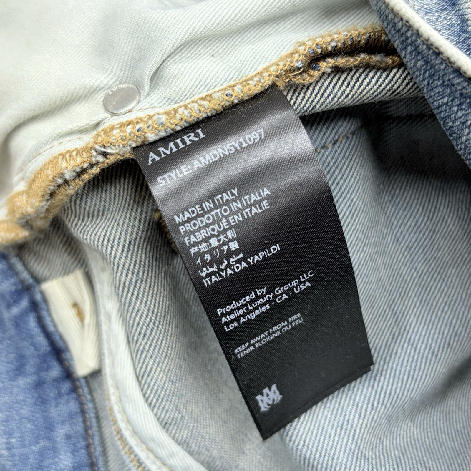 Size 30 - Amiri Suede Logo Appliqué Ripped Jeans ' Blue ' | BRAND NEW!