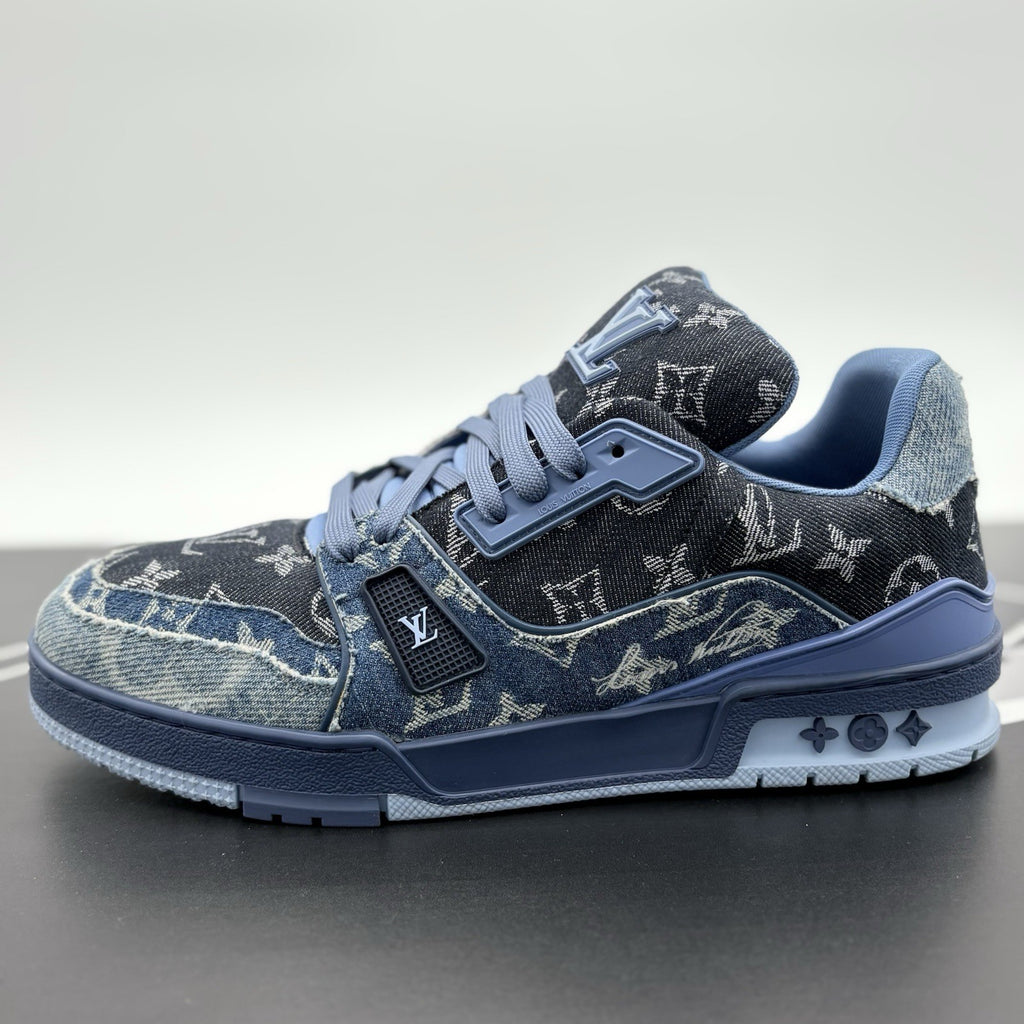 Size 8.5 LV (9.5-10 US) Louis Vuitton Trainer ' Monogram Blue Denim ' | CLEAN!