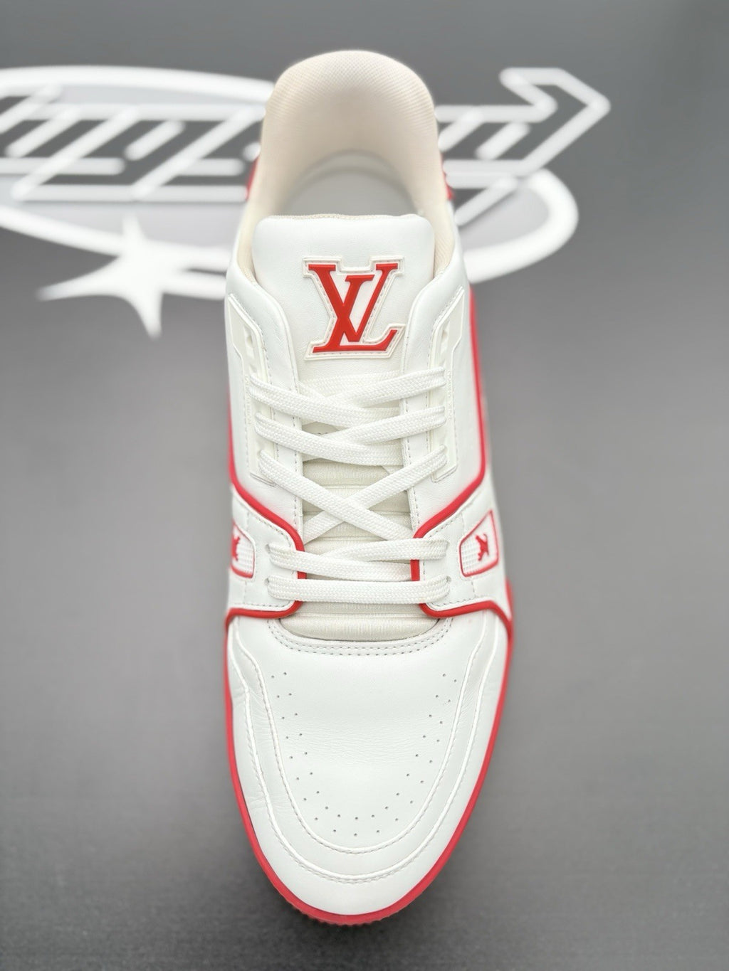 Size 8.5 LV (9.5-10 US) - Louis Vuitton Trainer  ' Red White ' | SUPER CLEAN!