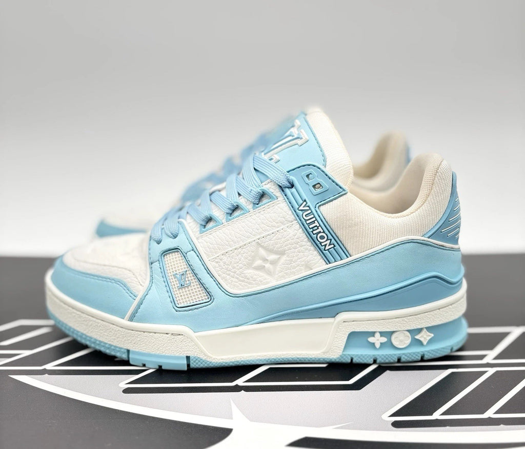 Size 4 LV (5-5.5 US) - Louis Vuitton Trainer ' Sky Blue, White ' | GREAT COND!