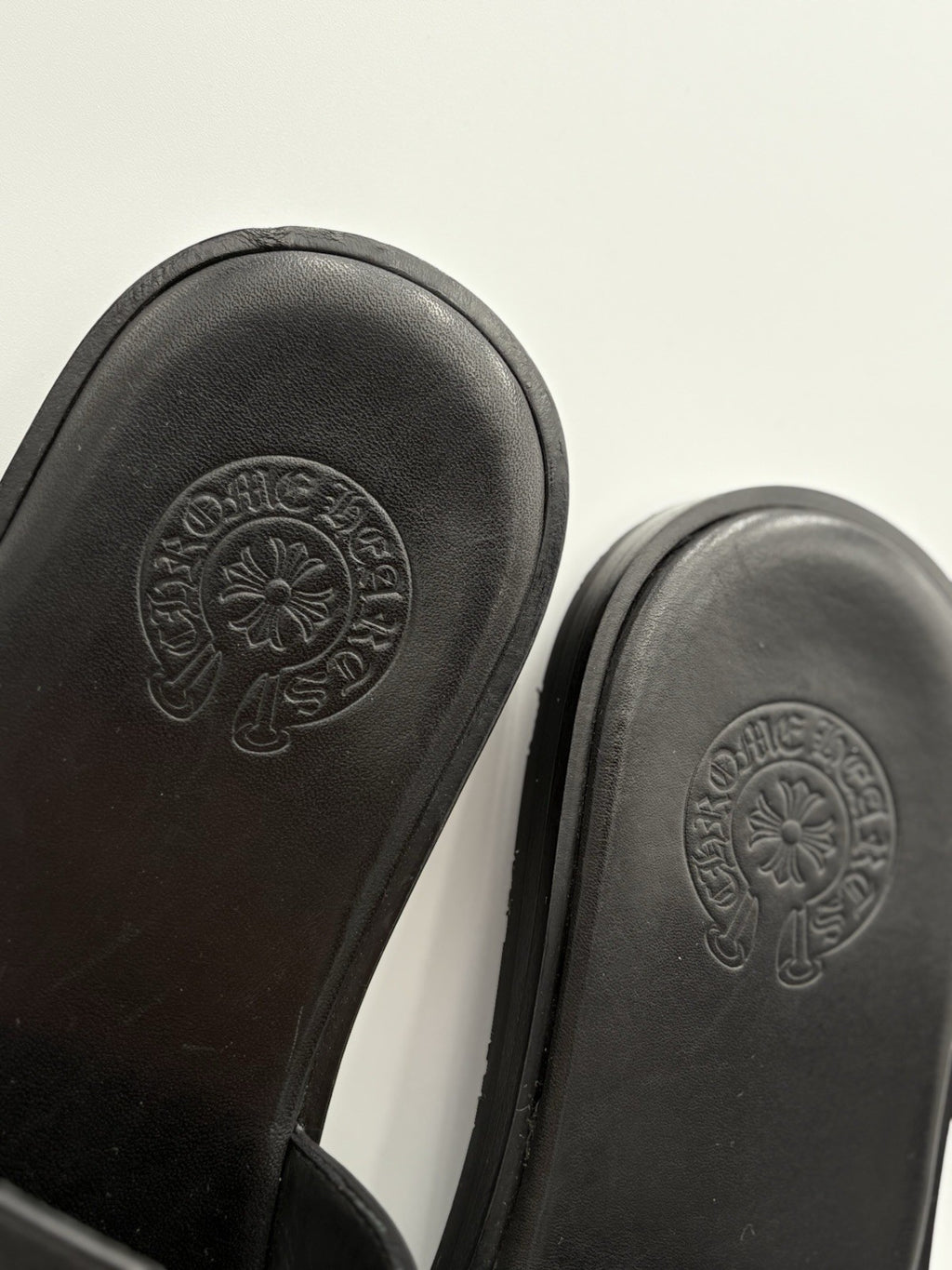 Size 41 (8 US) - Chrome Hearts Leather Slides ' Black ' | SUPER CLEAN!