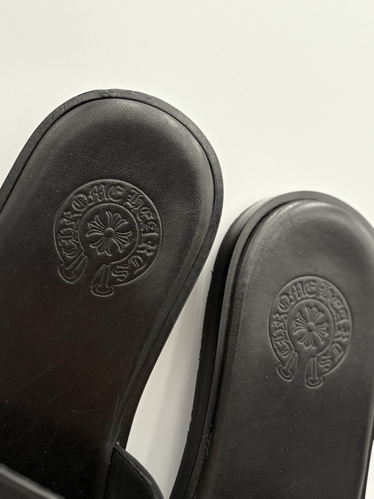 Size 41 (8 US) - Chrome Hearts Leather Slides ' Black ' | SUPER CLEAN!