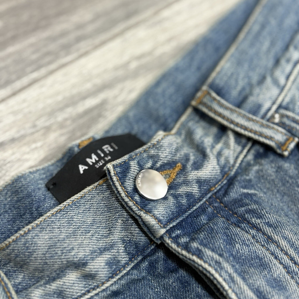 Size 34 - Amiri Shotgunned Distressed Baggy Jeans ' Indigo ' | SUPER CLEAN!