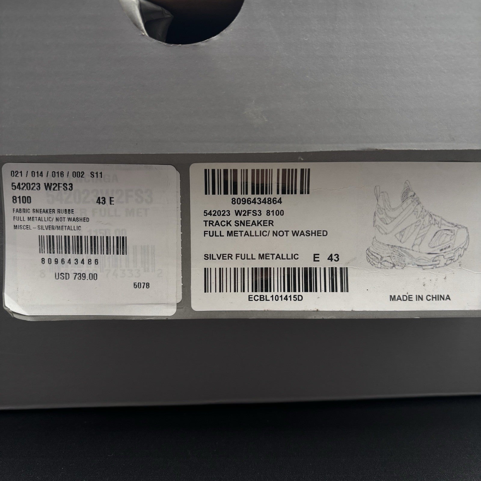 Size 43 EU (10 US) - Balenciaga Track ' Triple Silver ' | BRAND NEW!