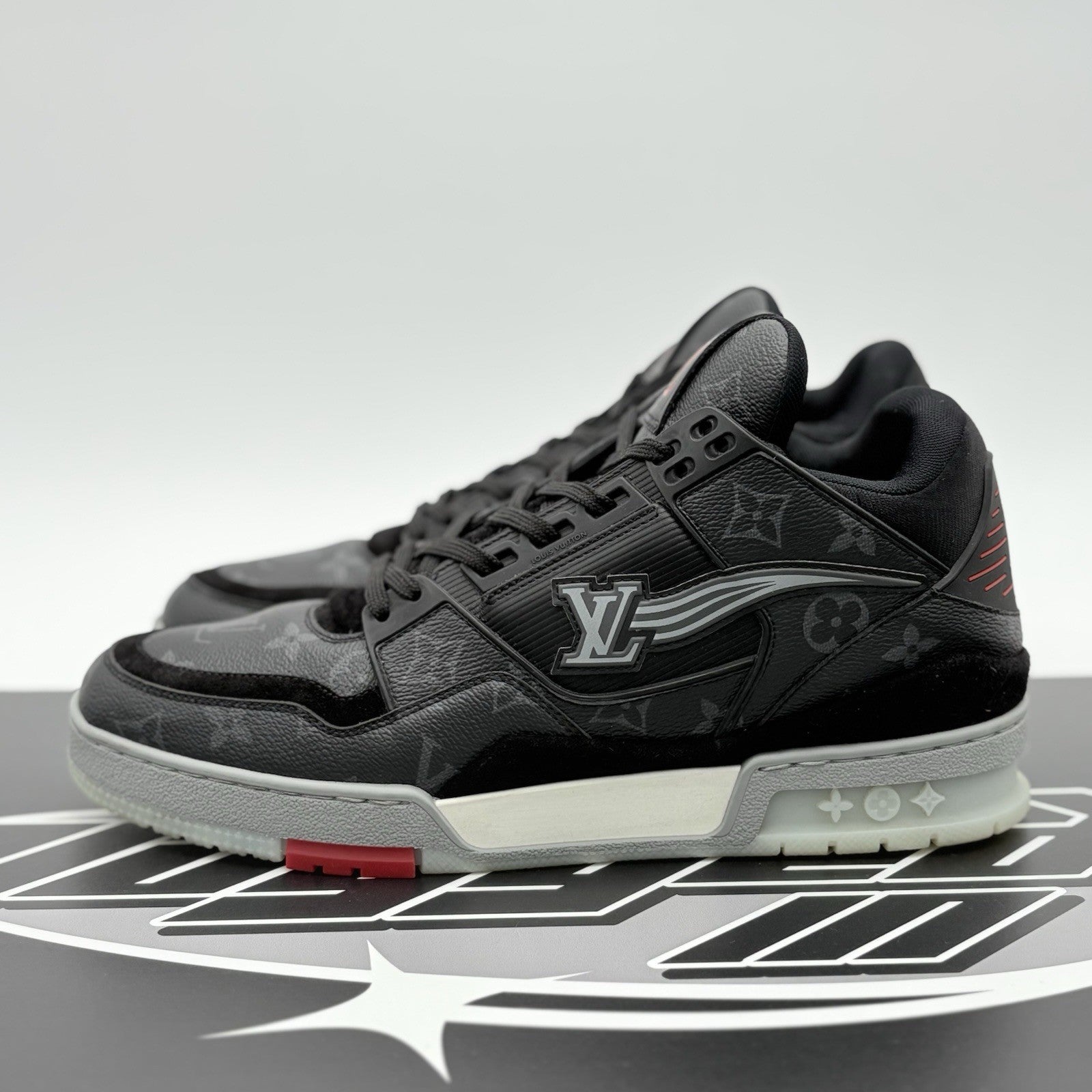 Size 9.5 LV (10.5-11 US) Louis Vuitton Trainer Eclipse ' Black Grey ' | CLEAN!