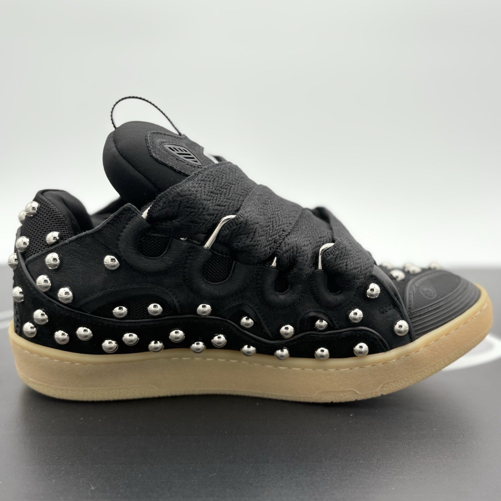 Size 44 (11 US) - Lanvin Studded Curb Sneaker ' Black ' | NEW!