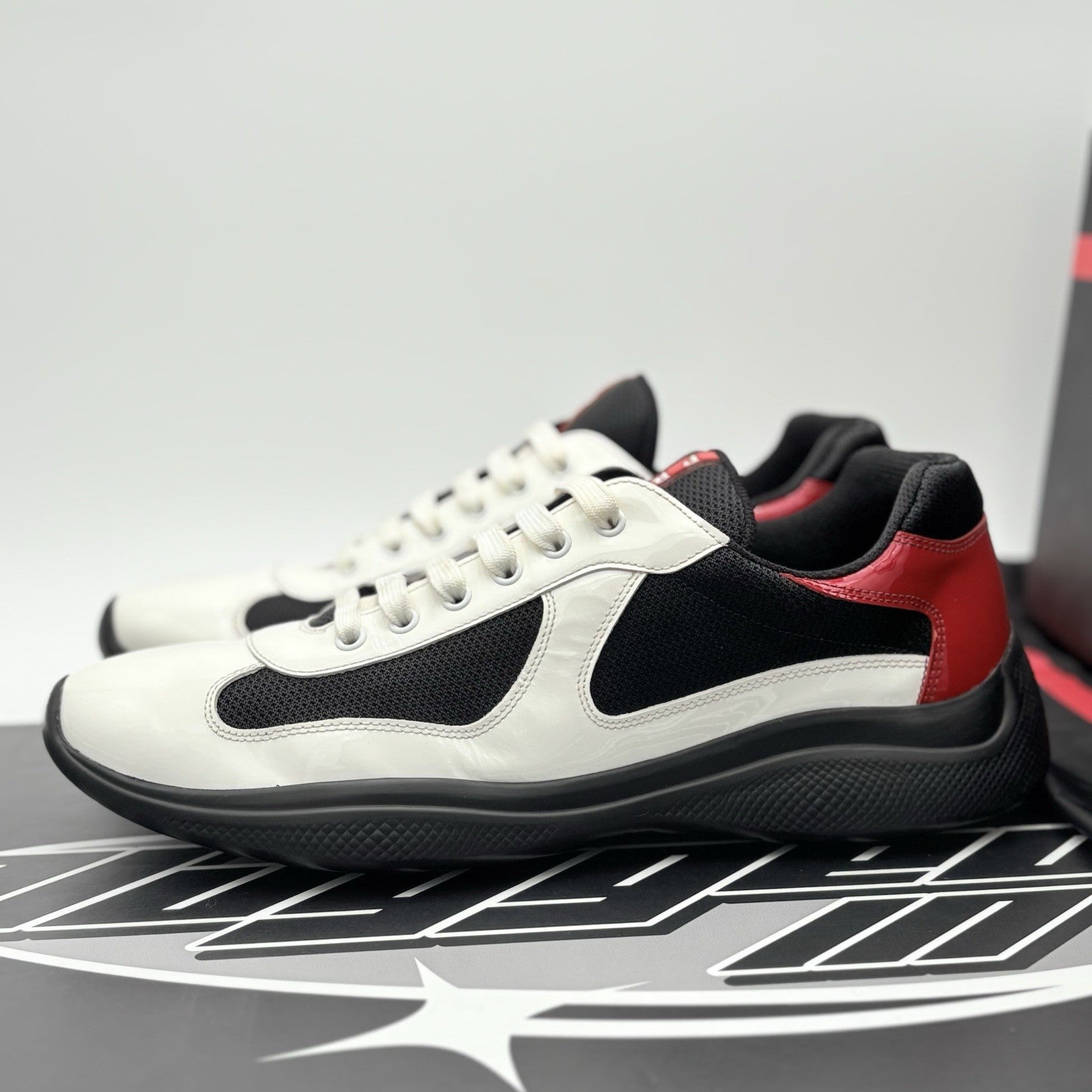 Size 10 UK (11 US) Prada Americas Cup ' Black White Red ' | SUPER CLEAN!