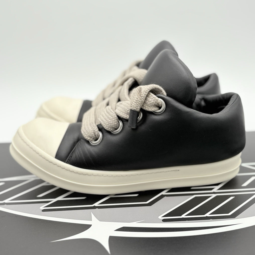 Size 44 (11 US) - Rick Owens Jumbo Lace Puffer Low ' Black Milk ' | GREAT COND!