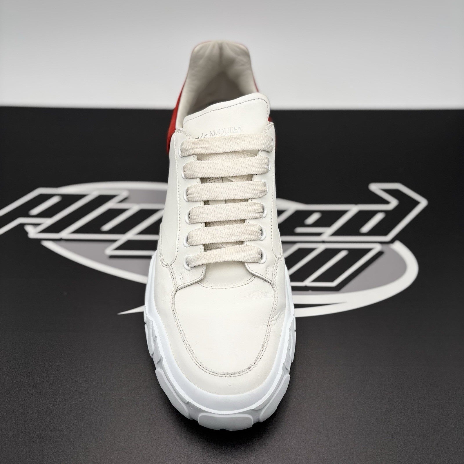 Size 45 (12 US) - Alexander McQueen Court Trainer ‘ White/Red ‘  | GOOD COND!