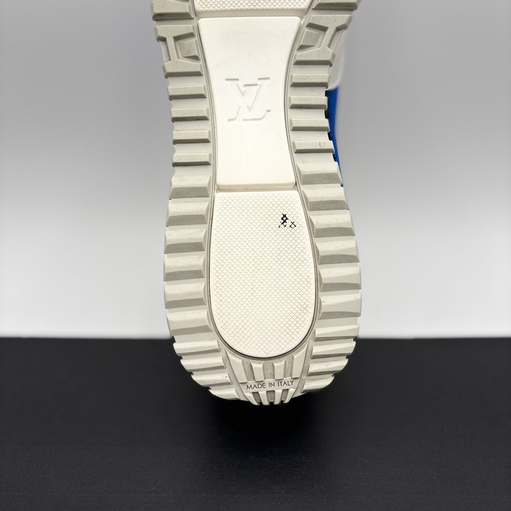 Size 9.5 LV (10-10.5 US) Louis Vuitton Run Away Sneaker ' White, Blue ' | GREAT!