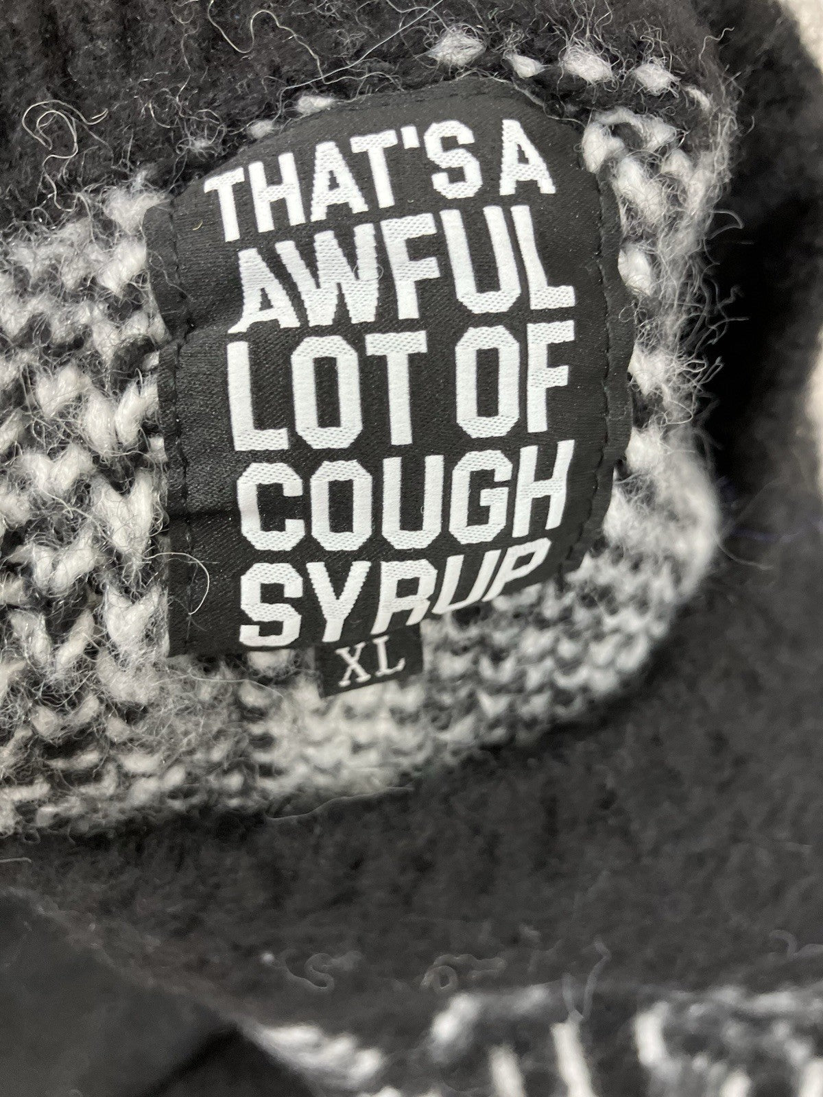 Size XL - That’s A Awful Lot Of Cough Syrup Mohair Sweater ' Black ' | NEW!