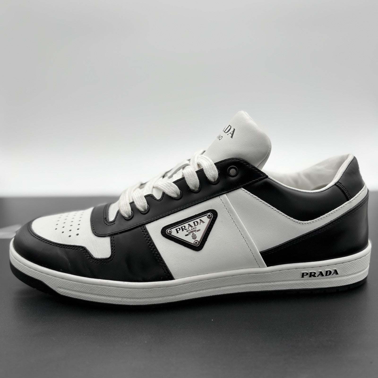 Size 11 UK (12 US) - Prada Downtown Low Leather ' Black White ' | SUPER CLEAN!