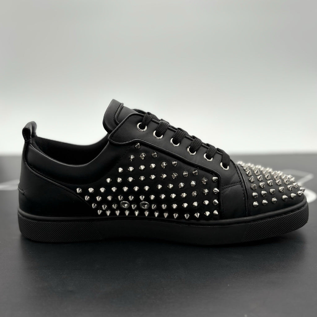 Size 43 (10 US) Christian Louboutin Low Silver Spikes ' Black ' | SUPER CLEAN!