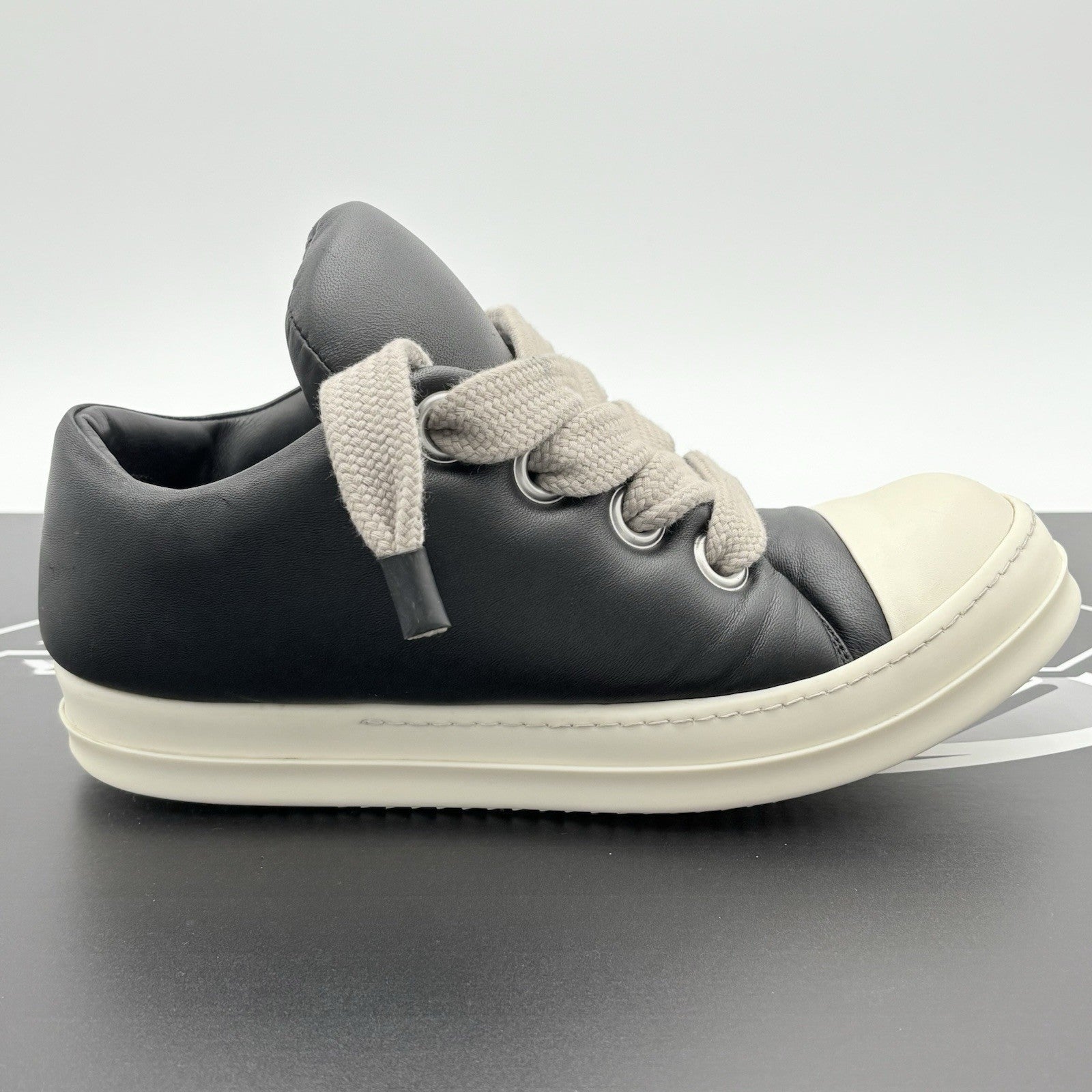 Size 44 (11 US) - Rick Owens Jumbo Lace Puffer Low ' Black Milk ' | GREAT COND!