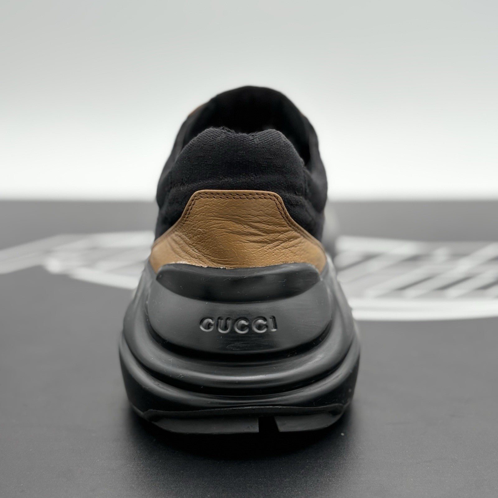 Size 12 G (12.5 US) Gucci Rhyton GG Supreme ' Black Khaki Beige ' | GREAT COND!