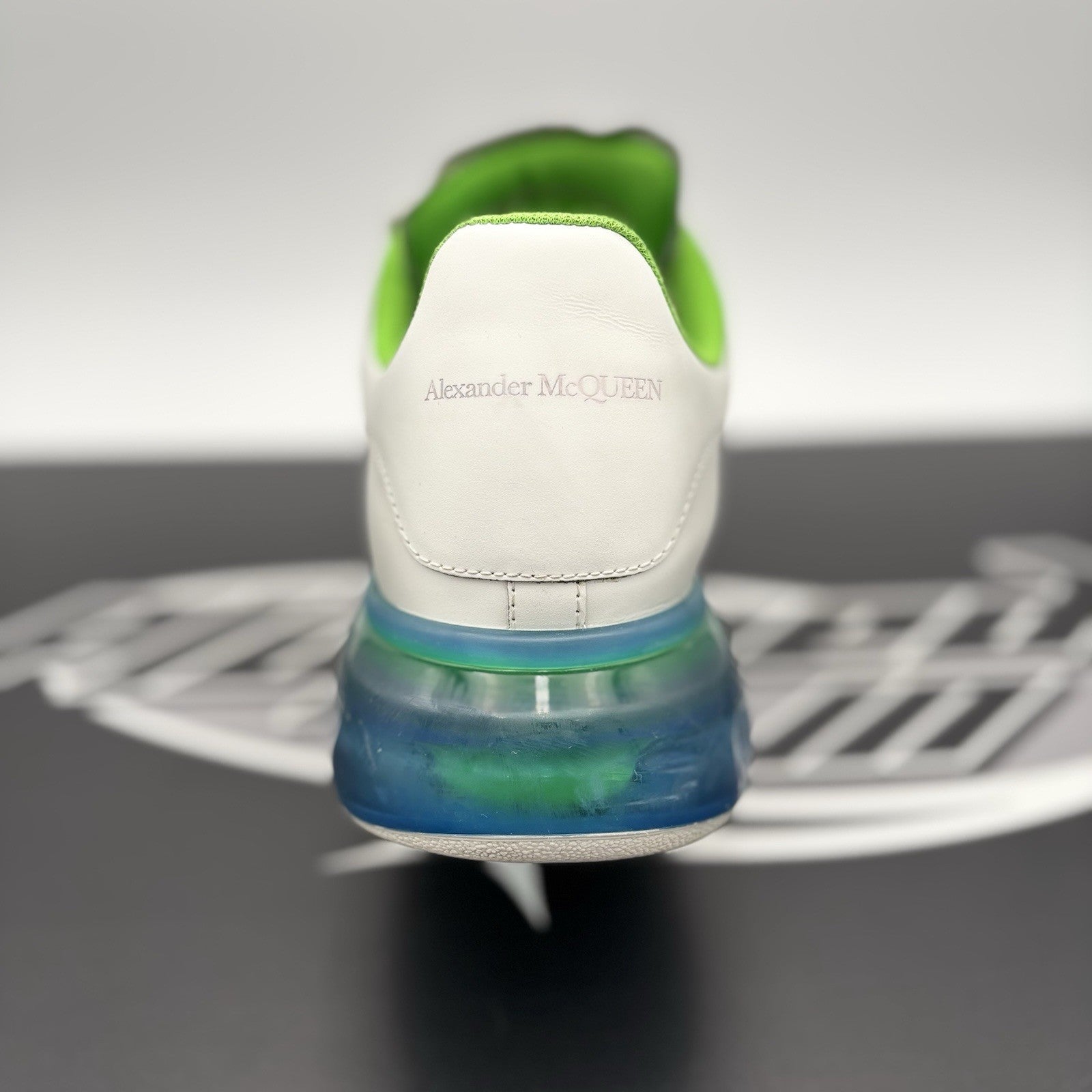 Size 45 (12 US) Alexander McQueen ' Transparent Sole White, Lime '