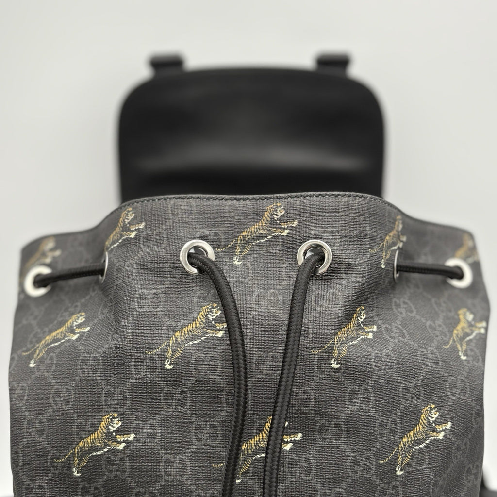 Gucci Bestiary GG Supreme Tigers Backpack ' Black Grey '