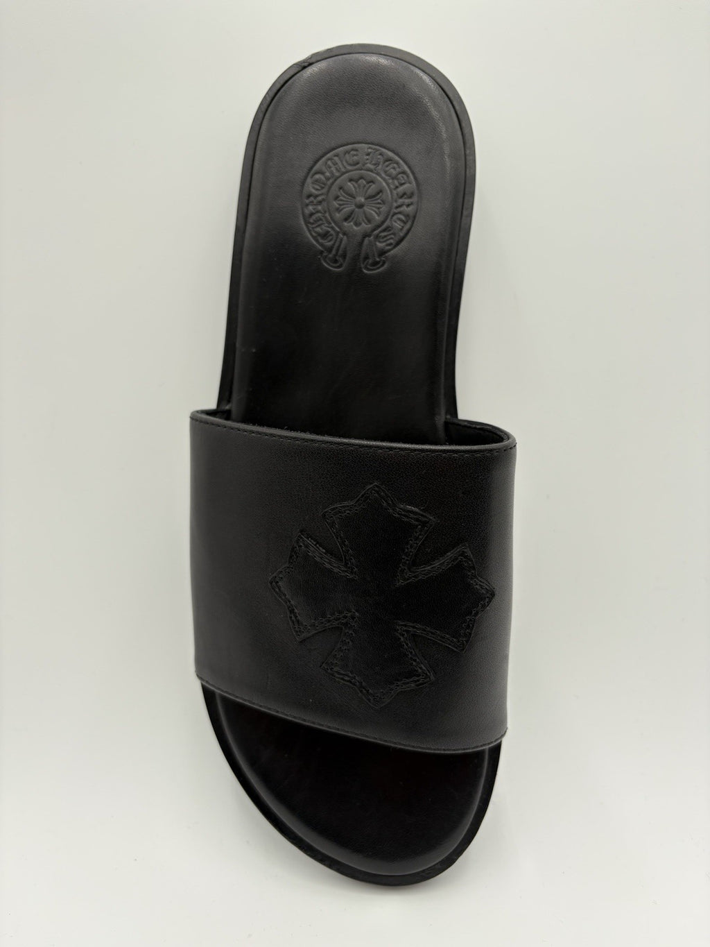 Size 41 (8 US) - Chrome Hearts Leather Slides ' Black ' | SUPER CLEAN!