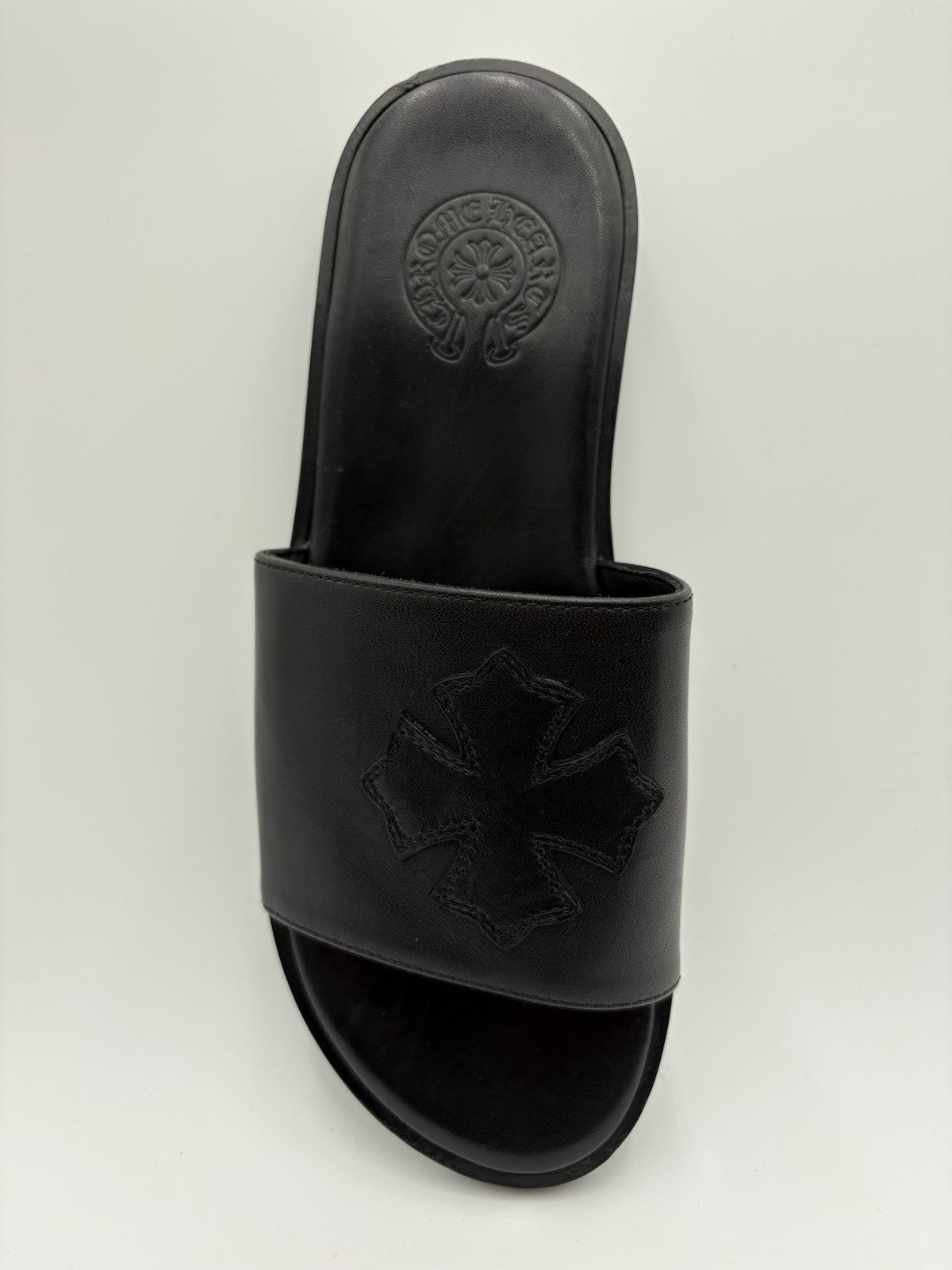 Size 41 (8 US) - Chrome Hearts Leather Slides ' Black ' | SUPER CLEAN!