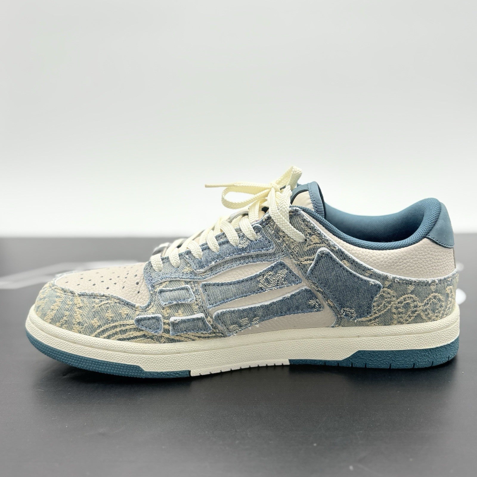 Size 42 (9 US) Amiri Skel Low Top ' Bandana Jacquard - Denim ' ONLY WORN ONCE!