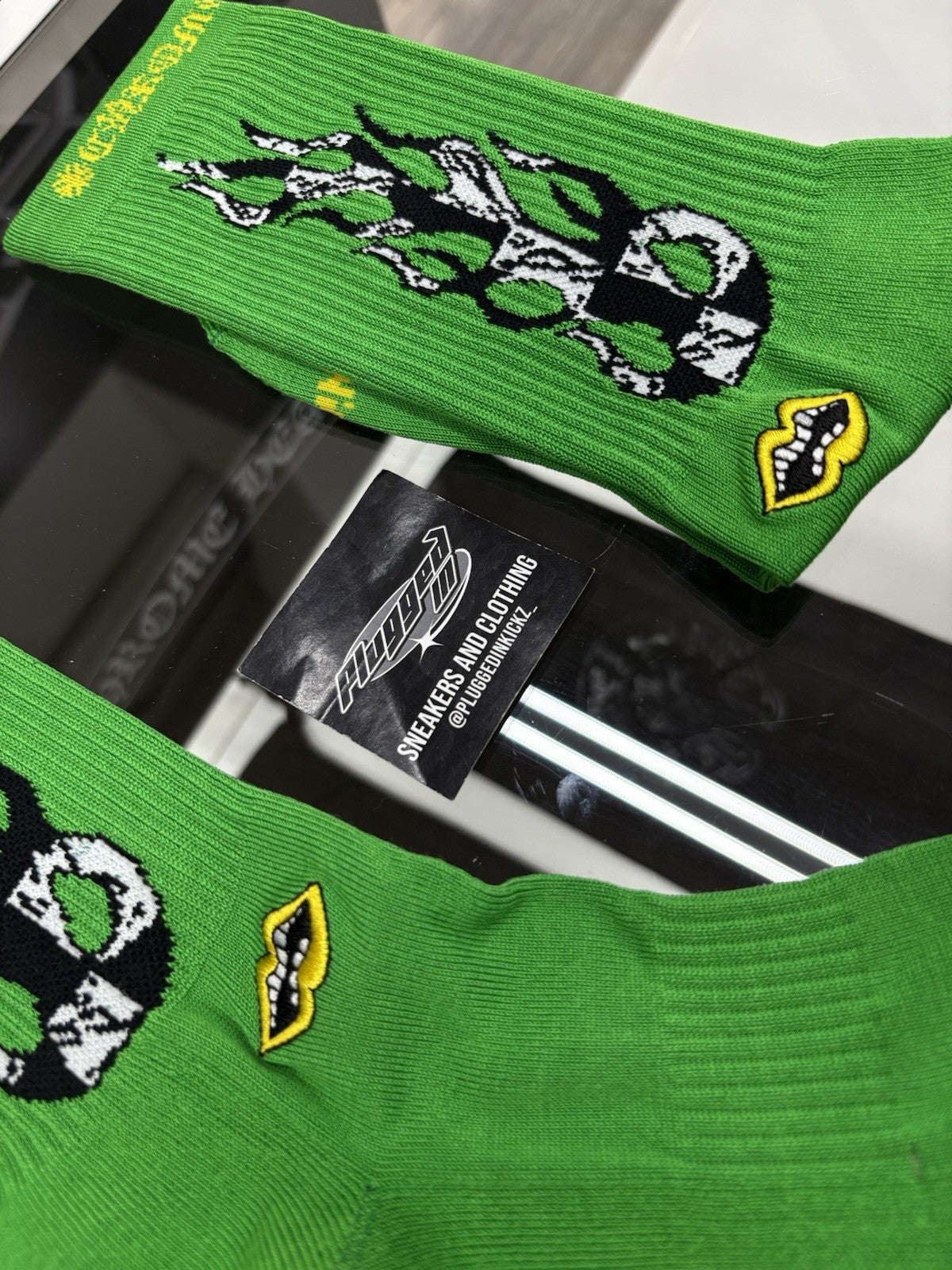 Size Small (4-6 US) - Chrome Hearts X Matty Boy Flame Socks ' Black ' | NEW!