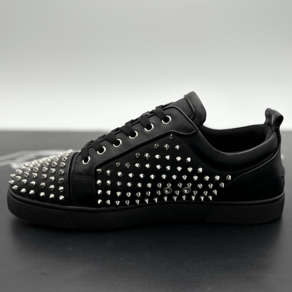 Size 43 (10 US) Christian Louboutin Low Silver Spikes ' Black ' | SUPER CLEAN!