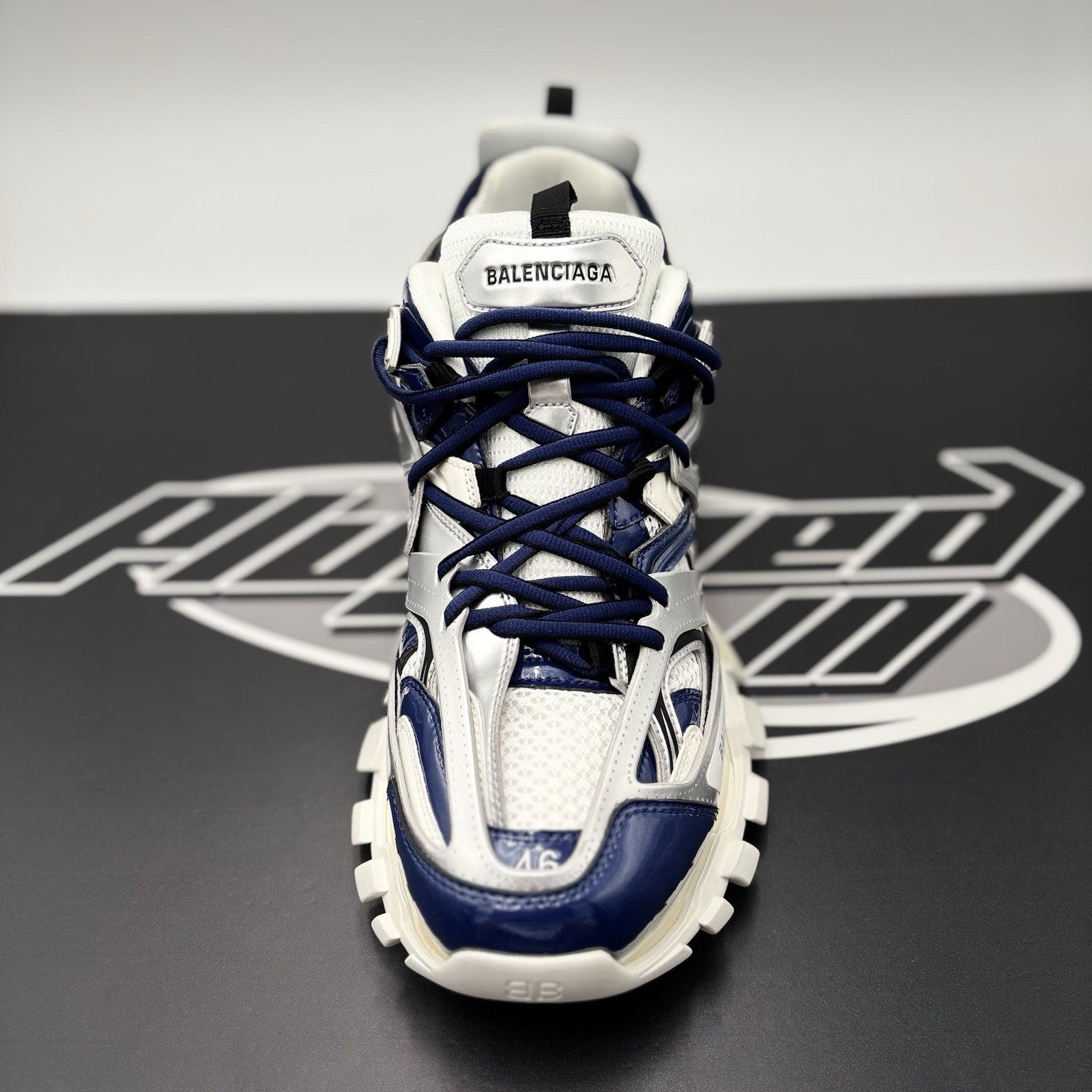 Size 46 (13 US) - Balenciaga Track LED Sneaker ' Silver Navy ' | BRAND NEW!