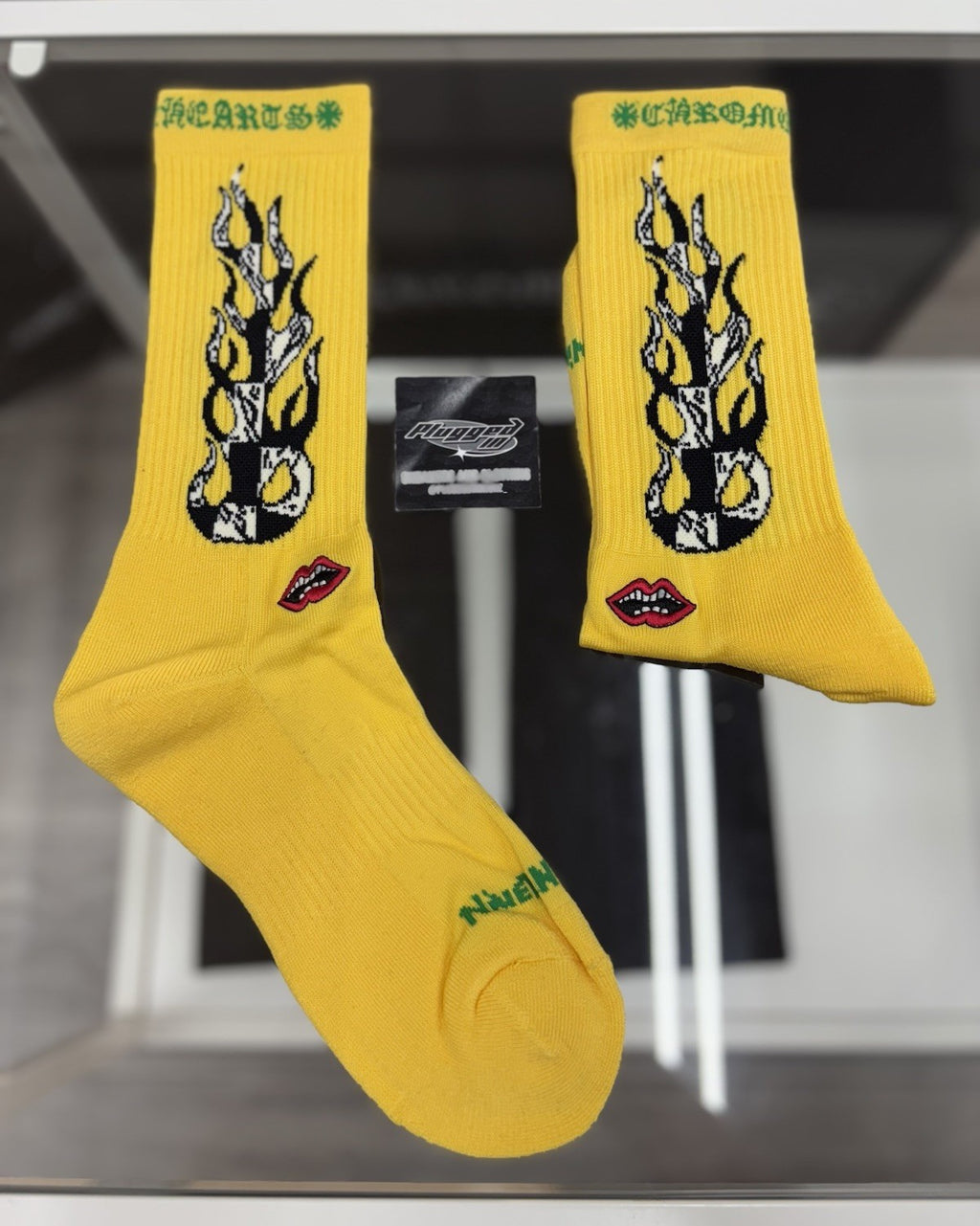 Size Small (4-6 US) - Chrome Hearts X Matty Boy Flame Socks ' Black ' | NEW!