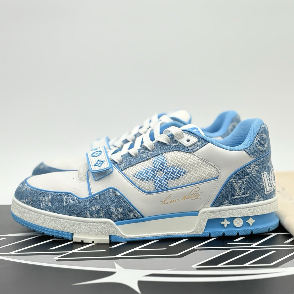 Size 10 LV (11-11.5 US) Louis Vuitton Strap Trainer ' Blue ' | SUPER CLEAN!
