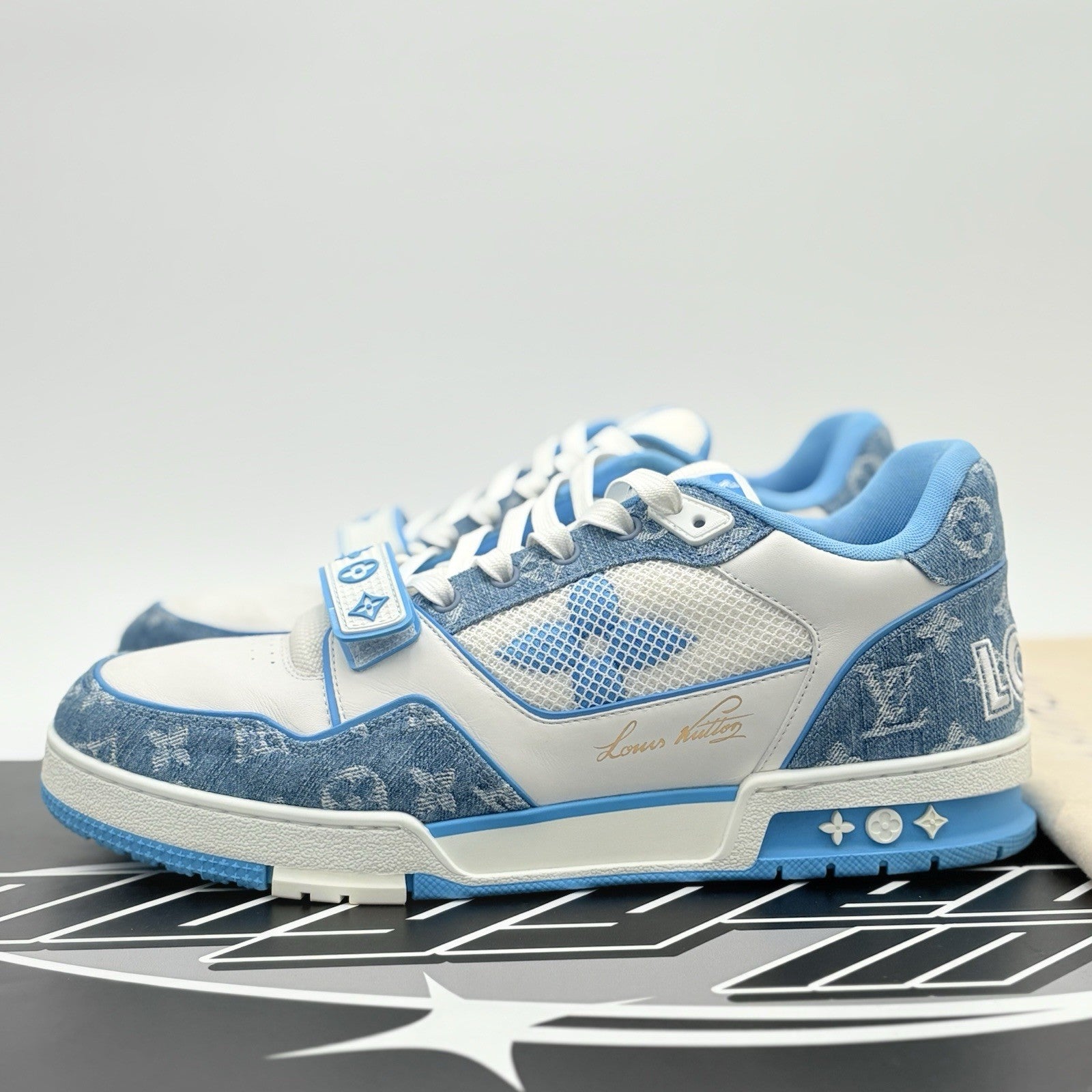 Size 10 LV (11-11.5 US) Louis Vuitton Strap Trainer ' Blue ' | SUPER CLEAN!