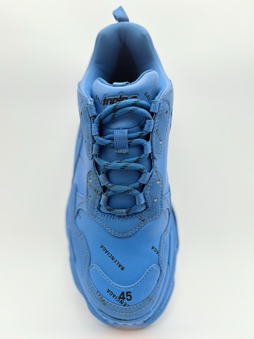 Size 45 (12 US) - Balenciaga Triple S ' All Over Logo - Blue ' | GREAT CONDITION