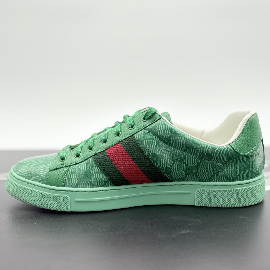 Size 10.5 G (11 US) - Gucci Ace GG Crystal Canvas ' Green ' | SUPER CLEAN!