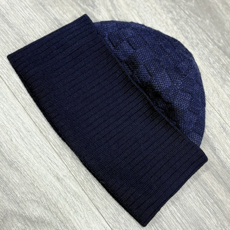 Wool Petit Damier Beanie Navy — photo 8